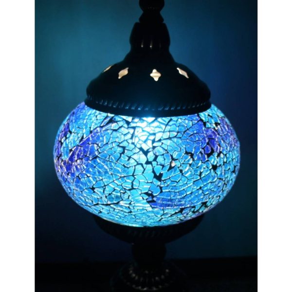 Cracked Teal Turkish Mosaic Table Lamp 2