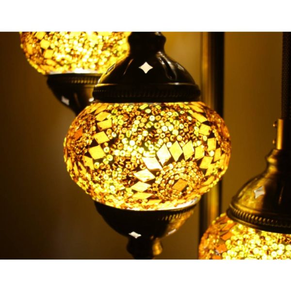 Yellow Gold Turkish Mosaic Floor Lamp 7 Globe 3