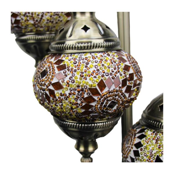 Yellow Gold Turkish Mosaic Floor Lamp 7 Globe 5