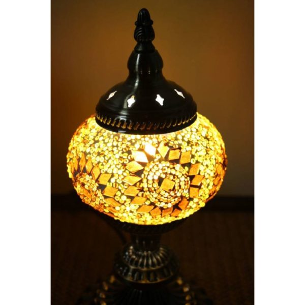 Yellow Gold Turkish Mosaic Table Lamp 2