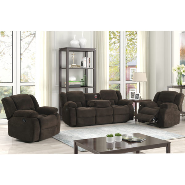Henry Brown Fabric Recliner Lounge Suite (3S+1S+1S) Dream Furniture